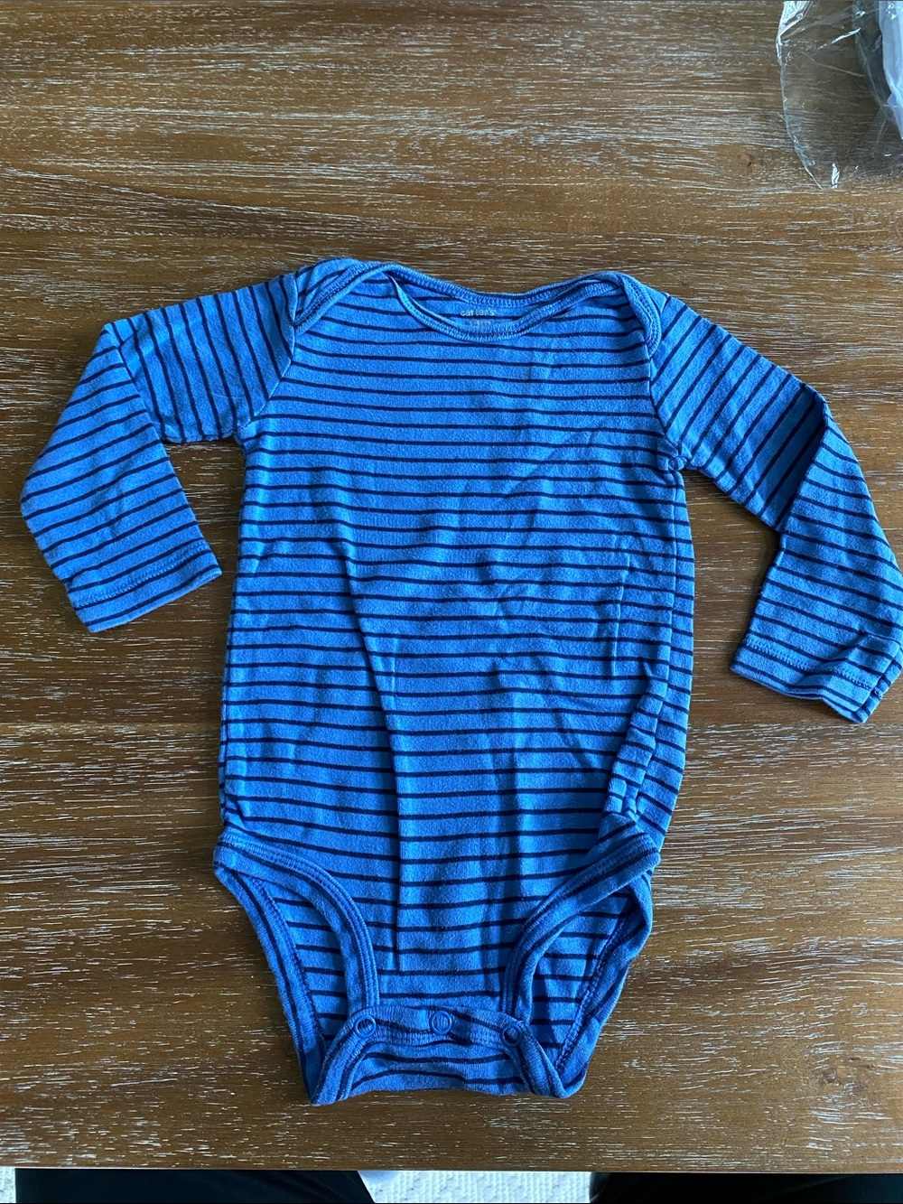 Carter’s 18 Month Blue Striped Long-Sleeve Baby One-Piece